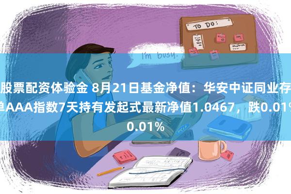 股票配资体验金 8月21日基金净值：华安中证同业存单AAA指数7天持有发起式最新净值1.0467，跌0.01%