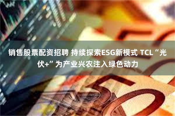 销售股票配资招聘 持续探索ESG新模式 TCL“光伏+”为产业兴农注入绿色动力