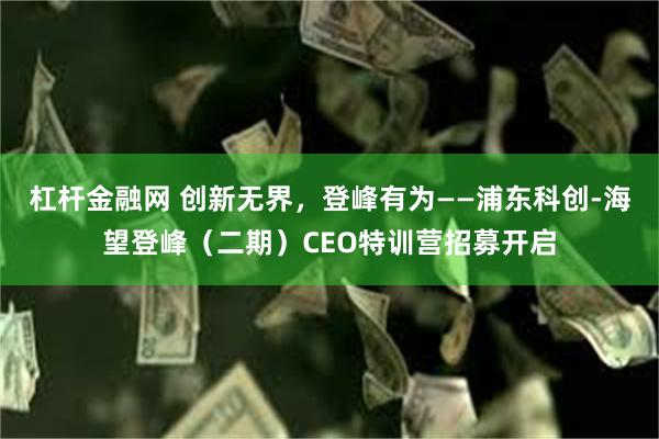 杠杆金融网 创新无界，登峰有为——浦东科创-海望登峰（二期）CEO特训营招募开启